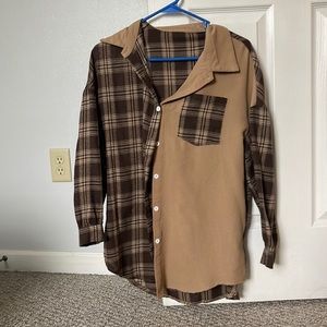light brown and brown flannel size small, oversized
